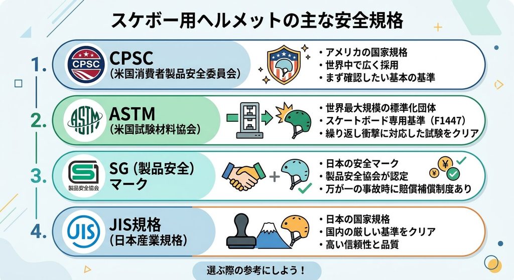 スケボーヘルメットの安全規格