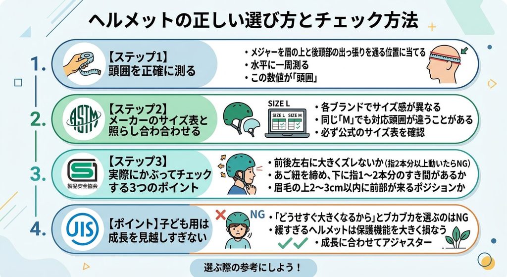 スケボーヘルメットのサイズ選び